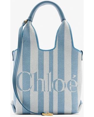 Chloé Stripy Mini Tote Bag - Blue