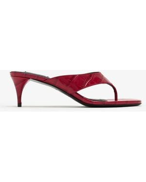 Alaïa Leather Thong Mules - Red