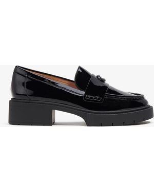 COACH Leah Leather Chunky Loafers - Black