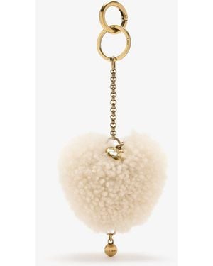 Chloé Heart Shearling Keyring Charm - White