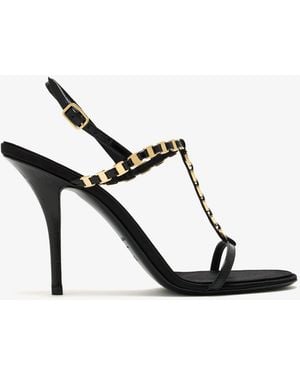 Ferragamo Vara Chain T-Strap Sandal - Black