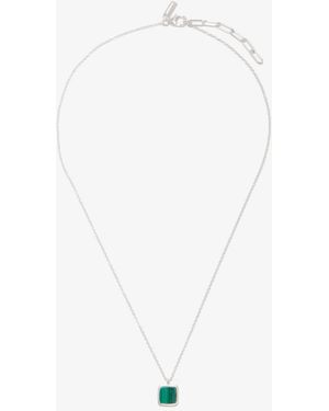 Common Lines Malachite Pendant Necklace - White