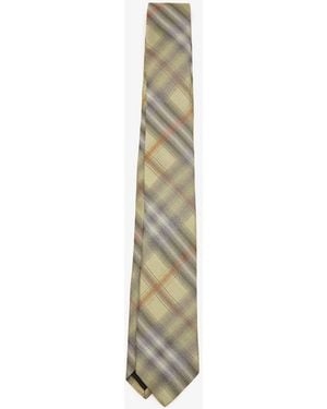Burberry Check Silk Tie - White