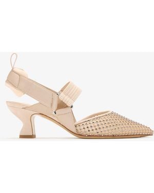 Fendi Colibrì Slingback Pumps - Natural