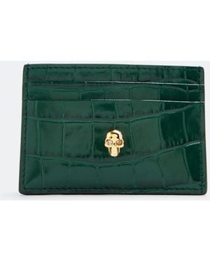 McQueen Embossed Croc Card Case - Green