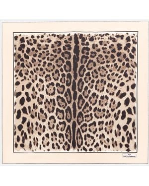 Dolce & Gabbana Leopard-Print Twill Scarf - White