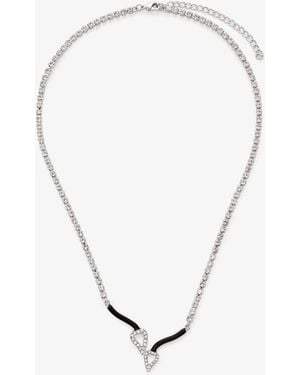 Basliq Twin Crystal Enamel Necklace - White