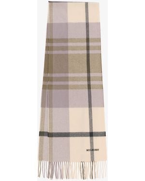 Mulberry Small Check Merino Wool Scarf - Natural