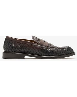 Doucal's Woven Leather Loafers - White