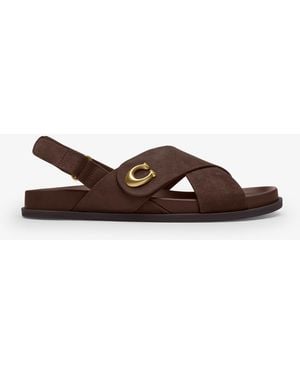 COACH Sculpted C Criss-Cross Sandals - Brown