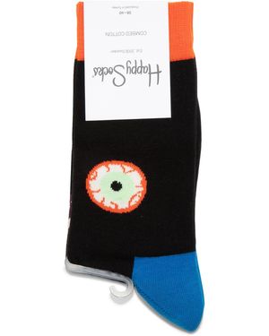 Happy Socks Scary Face Crew Socks - Black