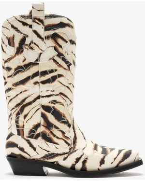 Ganni Western Boots - White