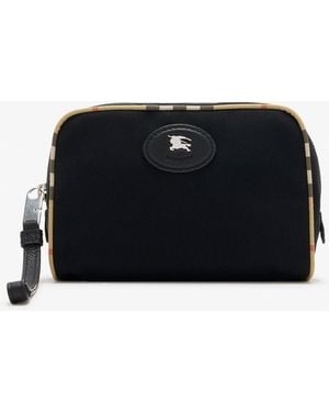 Burberry Small Check Trim Travel Pouch - Black