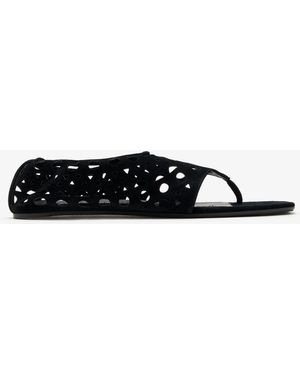 Alaïa Suede Vienne Thong Sandals - White