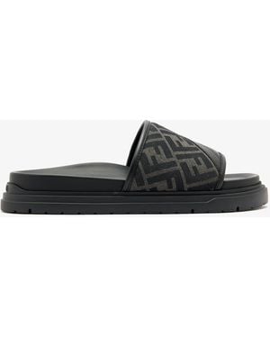 Fendi Diagonal Ff Jacquard Sandals - Black