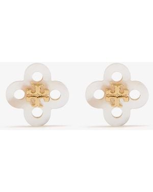Tory Burch Forget Me Not Clover Stud Earrings - White
