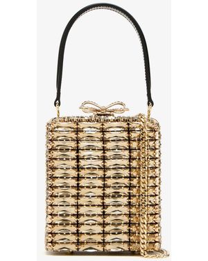 Self-Portrait Crystal Embellished Micro Bag - Metallic