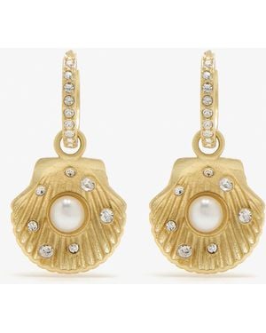 Oceanus Sea Shell Pearl Earrings - Metallic