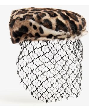 Dolce & Gabbana Leopard-Print Cap With Veil - Multicolor