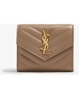 Saint Laurent Monogram Tri-Fold Wallet - Natural