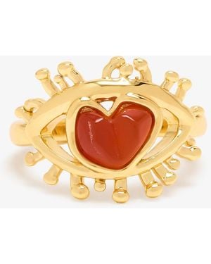 Ryenn's Eyes Carnelian Heart Eye Ring - White