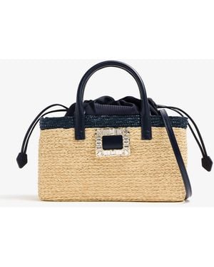 Roger Vivier Viv' Skate Strass Buckle Shopping Bag - Blue