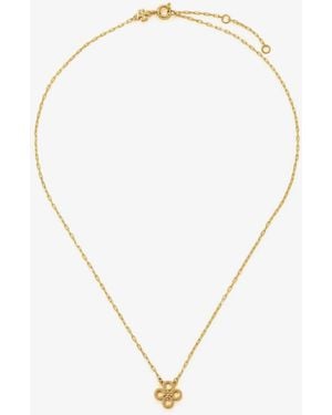 Tory Burch Forget Me Not Clover Pendant Necklace - White