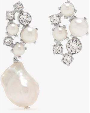 Givenchy Crystal Pearl Asymmetric Earrings - White