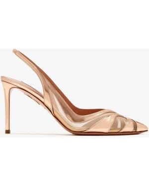 Aquazzura Lune 85 Slingback Pumps - White