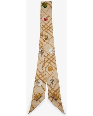 Burberry Skinny Check Charm Silk Scarf - Metallic