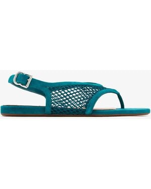Alaïa Fishnet Thong Sandals - Blue