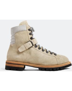 Eleventy Suede Lace-Up Boots - Natural
