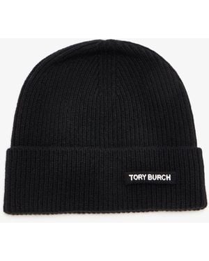 Tory Burch Ribbed Knit Beanie - Black