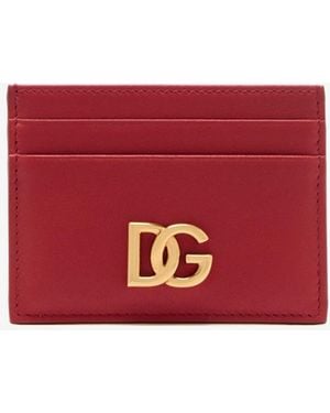 Dolce & Gabbana Dg Logo Calfskin Card Holder - Red