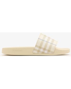 Burberry Check Slides - White