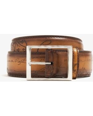 Berluti Classic Scritto Leather Belt - Brown