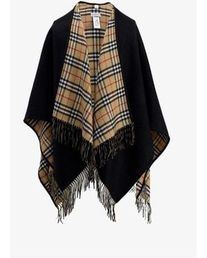 Burberry Check Wool Reversible Cape - Black