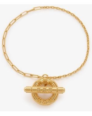 Burberry Check Granulation T-Bar Bracelet - Metallic