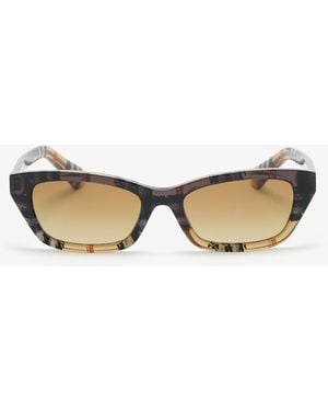 Burberry Gradient Check Rectangular Sunglasses - White