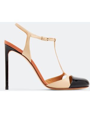 Francesco Russo Two-Tone Patent Leather Pumps - White