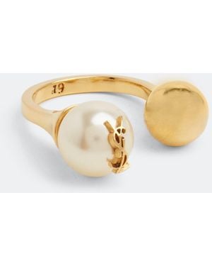 Saint Laurent Pearl And Ball Ring - Metallic
