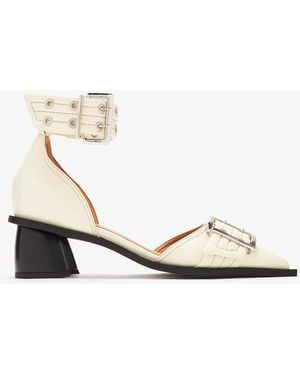 Ganni Feminine Buckle Pumps - White