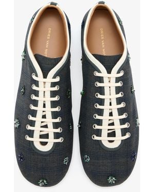 Dries Van Noten Embroidered Sneakers - Blue