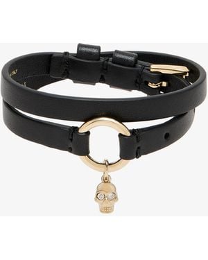 McQueen Skull Ring Double Wrap Bracelet - Black