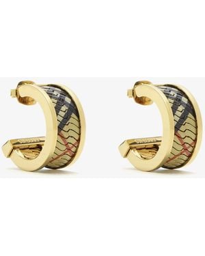 Burberry Check Print Hoop Earrings - Metallic