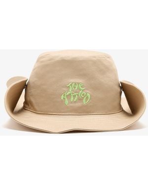 The Attico Logo Embroidered Wide Brim Cap - Natural