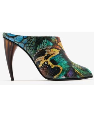 McQueen Horn Mules - Green