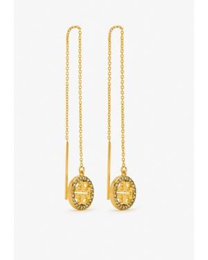 Tory Burch Icon Pavé Threader Earrings - Metallic