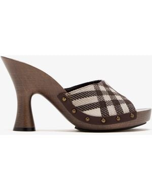 Burberry Check Potter Mules - Brown