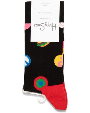 Happy Socks Symbol Dot Crew Socks - Black